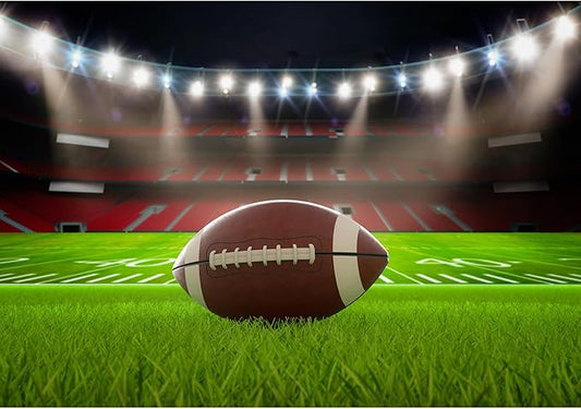 American Football Backdrop Balls on Field in Stadium Photography Background Rugby Sports Soccer Field Backdrop Decor for Boy Birthday Party Cake Table Banner Photo Studio Background Props 20x10ft