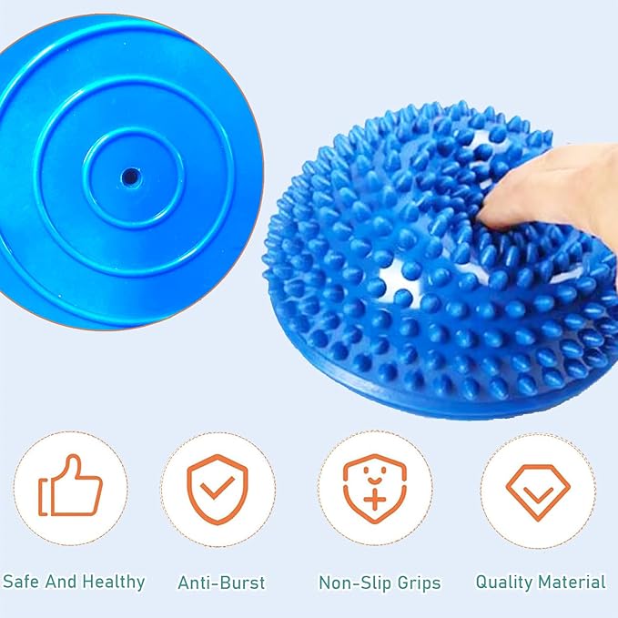 2PCS Hedgehog Balance Pods, Pimples Pilates Ball, Half Spiky Fitness Domes for Kids Adults Sports, Foot Massage, Stability Training, Muscle Balancing Therapy, Motor Skills Yoga Gymnastics Exercise