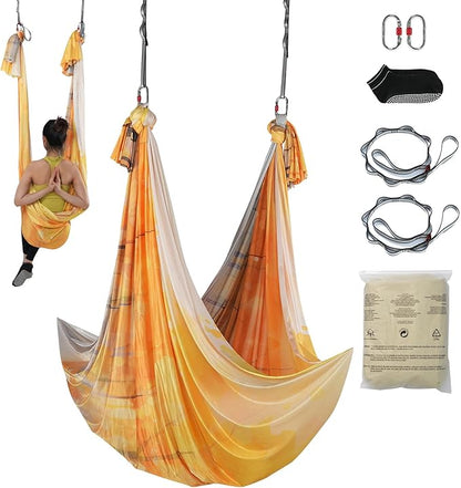 VEVOR Aerial Silk & Yoga Swing, Aerial Yoga Hammock Kit with 100gsm Nylon Fabric, Full Rigging Hardware & Easy Set-up Guide, Antigravity Flying for All Levels Fitness Bodybuilding