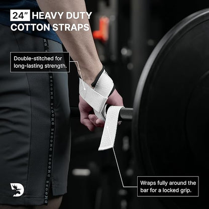 DMoose Fitness Lifting Straps 24" (Pair) - 5mm Padded Durable Wrist Straps for Weightlifting & Powerlifting - Cotton Lifting Strap with Silicone Grip for Men & Women - Deadlift Strap for Gym Workout