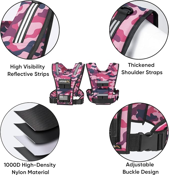 APEXUP Adjustable Weighted Vest Men 20lbs/30lbs/40lbs Weights with Reflective Stripe, Weight Vest Woman Workout Vest for Strength Training Running Walking