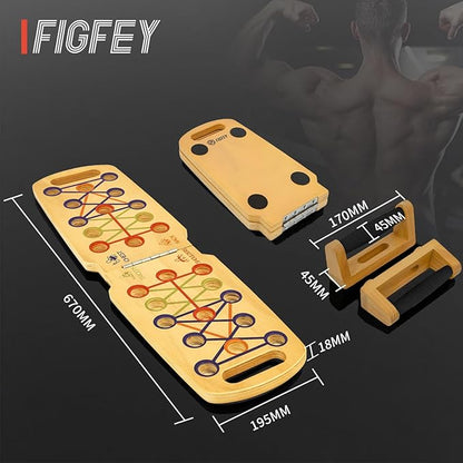 Wooden Portable Push up board, foldable fitness strength training pushup stand with solid bar grips, 2 handles for floor, professional push up training equipment for man and women