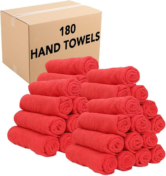 Arkwright Microfiber Gym Towel - (Case of 180) Bulk Soft Lightweight Quick Dry Hotel Quality Hand Towels, Sweat Absorbent, Perfect for Workout, Yoga, Spa, Bathroom, 15 x 24 in, Red