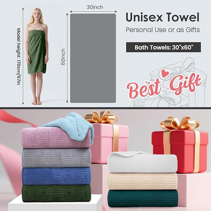 JML Microfier Bath Towels Set of 2, Large Microfier Body Towel for Adult, 30" x 60", Oversized, Soft, Super Absorbent, Fast Drying, Use for Sauna,Gym,Sport, Fitness, Yoga, Diamond Cross Grid Camel