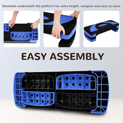 BalanceFrom Aerobic Step Platform Trainer with Adjustable 3-Level Risers, 400 Pound Weight Capacity – Non-Slip Exercise Stepper for Cardio, Strength, and Fitness Workouts, 31", Multiple Colors