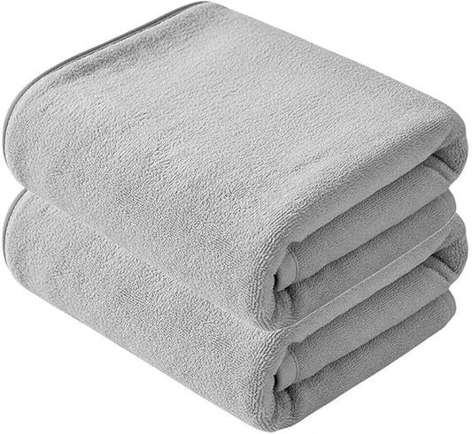2-Pack Microfiber Bath Towels (27x54 Inches) - Ultra Soft & Quick Dry, 3X Absorbency, Lightweight for Gym, Yoga, Travel & Spa - Perfect for Home, Fitness & Post-Workout