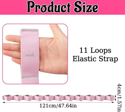 11 Loops Stretch Strap Stretch Band for Yoga Pilates Ballet Exercise and Gymnastics Non-Slip Fabric Resistance Band for Mobility Strength Training Leg Stretcher Belt Dance and Fitness