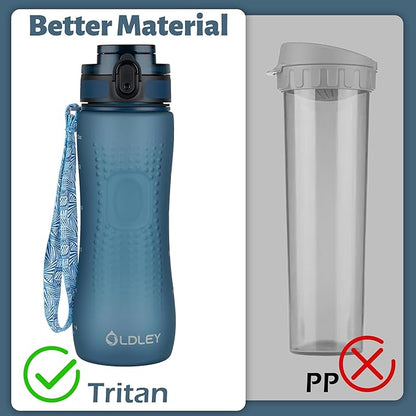 OLDLEY 25 oz Water Bottle, Motivational Water Bottle with Time Marker, Sports Water Bottle With Strap, Leakproof & BPA Free Large Water Bottles for School, Gym, Travel, Outdoor,Navy Blue