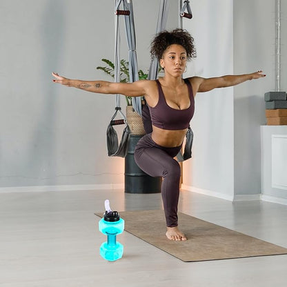 TOYANDONA Dumbbell Shape Water Bottle 2600ml Large Capacity Plastic Fitness Bottle Portable Sports Drinking Kettle for Gym and Outdoor Workout