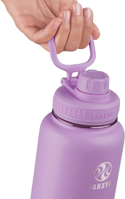 Takeya Actives Water Bottle with Spout Lid - Bottle with Double Stainless Steel Insulation - Dishwasher Safe & BPA-Free - Bottle with Spout Lid & Removable Bumper - 18 oz, Lilac