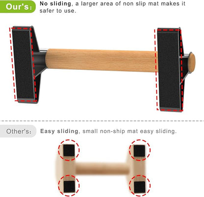 SELEWARE Wood push up bars Parallettes bars Anti-slip Handstand Bars for Calisthenics, Fitness, Floor workouts Solid Wood with Sturdy Metal Bracket, Support 600 lbs