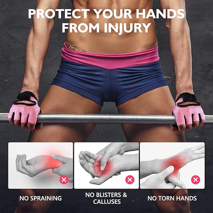 Weight Lifting Gloves for Men Women Gym Half-Finger Glove with Anti Slip Palm Hand Protection for Workout Training, Fitness, Hanging, Pull up, Cycling, Exercise