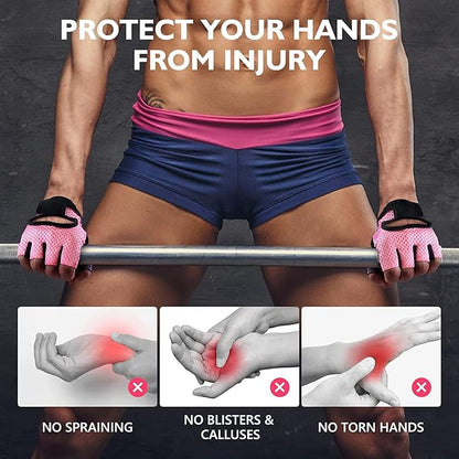 Weight Lifting Gloves for Men Women Gym Half-Finger Glove with Anti Slip Palm Hand Protection for Workout Training, Fitness, Hanging, Pull up, Cycling, Exercise