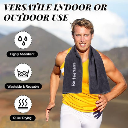 Newwiee 36 Pcs Microfiber Gym Towels for Exercise Fitness Bulk 32 x 16 Inch Soft Quick-Drying Sweat Absorbent Yoga Towel for Women Men Be Fearless Sport Towel for Cycling, Swimming, Workout, Camping