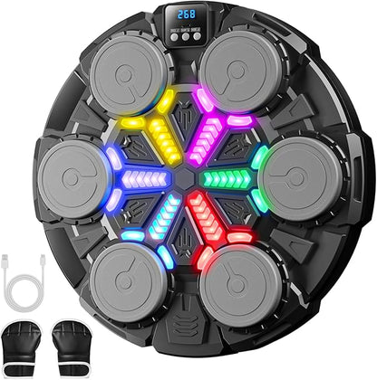 Upgraded Music Punching Machine for Kids and Adults, Wall Boxing Punching Pad with Bluetooth & Rhythm Lights, 3 Speed Modes, Home Fitness Boxing Equipment with Gloves for Boys Girls Teenagers