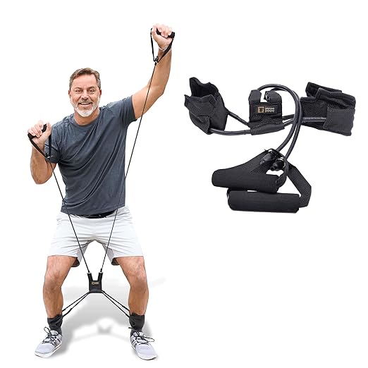 All-in-one Fitness Band, Full Body Exercise Band for Home Exercise or Training on-The-go, Multi-Purpose use for Strength, core, Pilates & More, Heavy - 20 lbs. (Charcoal)