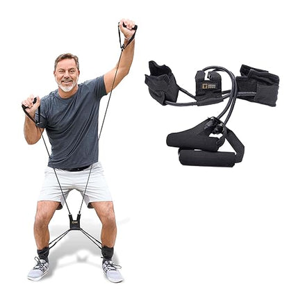 All-in-one Fitness Band, Full Body Exercise Band for Home Exercise or Training on-The-go, Multi-Purpose use for Strength, core, Pilates & More, Heavy - 20 lbs. (Charcoal)