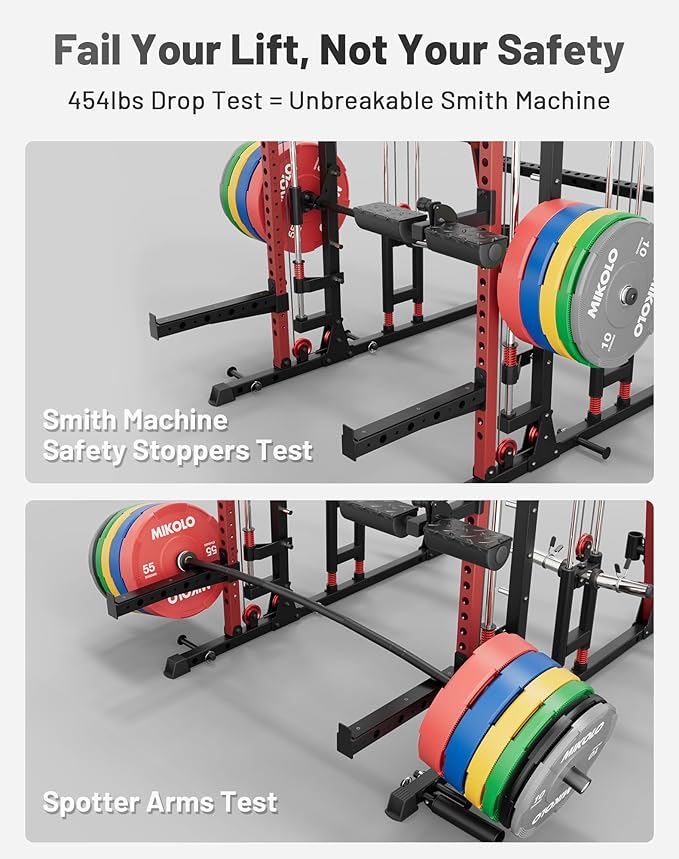 Mikolo M4 2.0 Smith Machine, All-in-One Home Gym Power Cage with LAT Pulldown & Cable Crossover, Squat Rack for Full Body Workouts