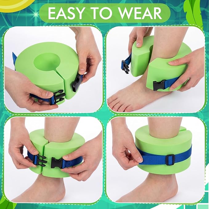 Hungdao Water Aerobics Set for Aquatic Exercise Include Foam Water Dumbbell Swim Aquatic Cuffs Ankle Arm for Sport Swimming Glove Pool Resistance Weights Fitness Equipment for Workout Training