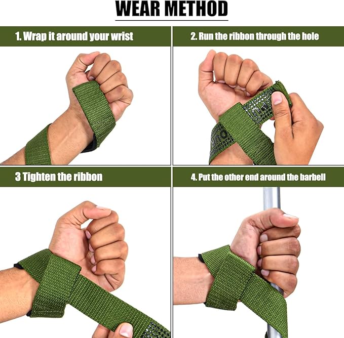 QTF Lifting Wrist Straps for Weightlifting, Gym Wrist Wraps Padded Wrist Support Wraps, Bodybuilding, Powerlifting, Deadlifting and Secure Grip