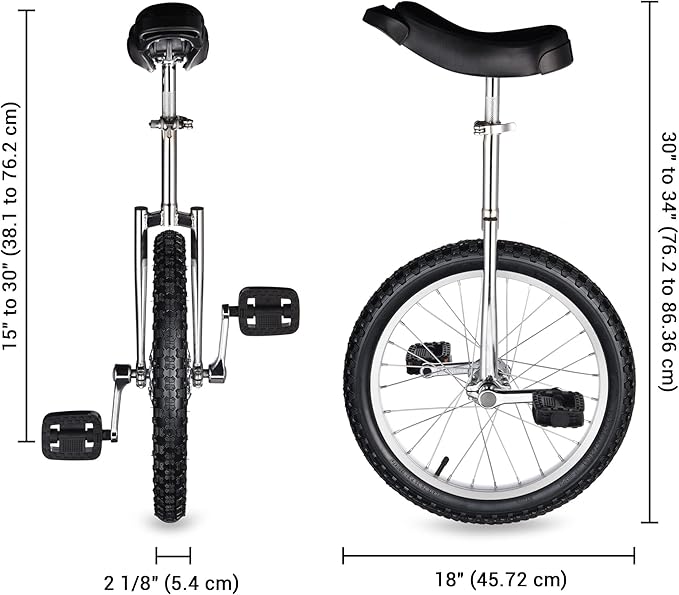 AW 16/18/20/24 Inch Wheel Outdoor Unicycle Adjustable Seat Exercise Bicycle Fit Adults Kids Outdoor Sports Fitness Exercise, for Choice
