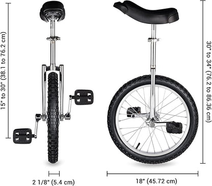 AW 16/18/20/24 Inch Wheel Outdoor Unicycle Adjustable Seat Exercise Bicycle Fit Adults Kids Outdoor Sports Fitness Exercise, for Choice
