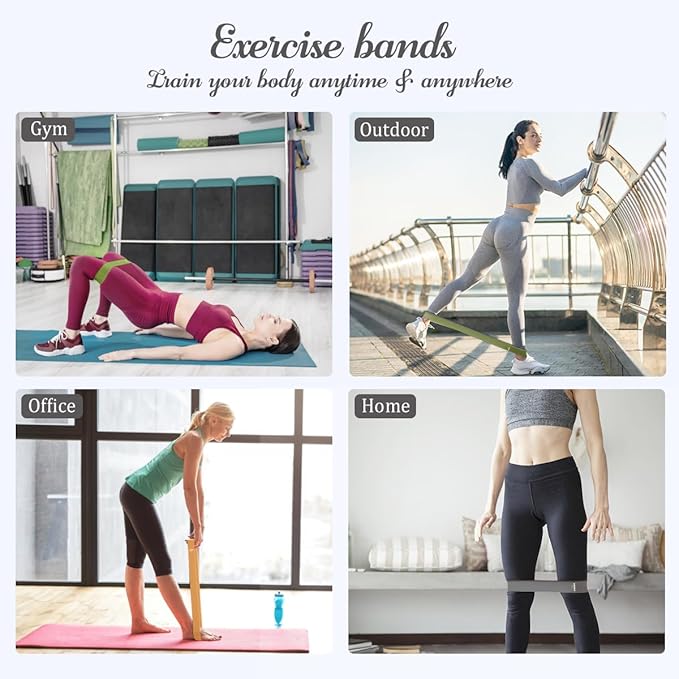 VEICK Resistance Loop Exercise Bands, Elastic Workout Bands for Men Women, Set of 5 Different Resistance Levels Stretch Band for Home Fitness Stretching Strength Training