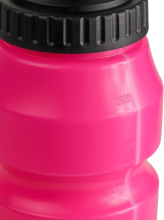 Cannon Sports 1 Liter Sports Water Bottle, BPA-Free, 34 Oz Capacity, Large Mouth, 2 lids (Straw and Squeeze), Great For Helmet Sports Such As Hockey, Lacrosse, Football, Boxing (6 Pack) (Pink)