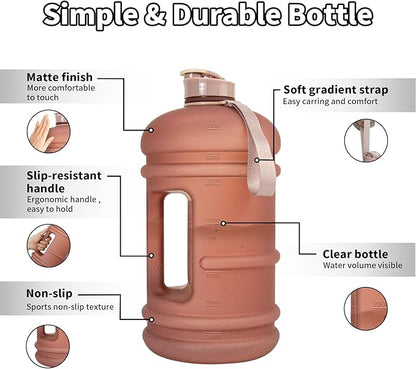 TOOFEEL 1 Gallon Water Bottle,Leakproof,Bpa Free,Dishwasher Safe,128 oz Large Water Jug wiht Handle,Travel & Camping & Sports & Gym Water Bottle For Men and Women - Matte Pink