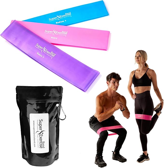 USA 14" x 3" Extra Long Latex Free Mini Loop Bands in 3, 5, 10 Pack Sets. 10 Strengths for Resistance Training, Stretching, Yoga, Toning. Plus an Exclusive iPhone App and E-Book.