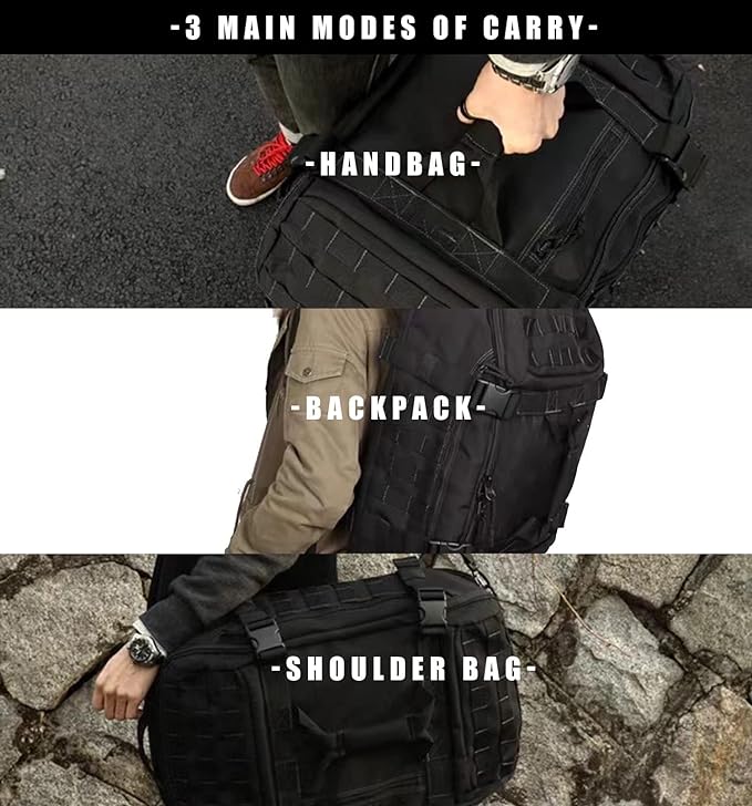 Travel Duffle Bag Backpack for Men - Large Tactical Bags Weekender Gym Bag for Overnight Traveling Military Workout Deployment Sports (Coyote, 45L)