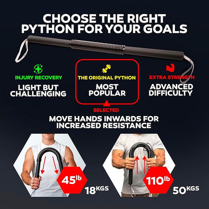Python Power Twister Bar - Upper Body Exercise for Chest, Shoulder, Forearm, Bicep and Arm Strengthening Workout Equipment by Core Prodigy