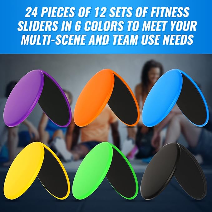 Wettarn 24 Pcs Core Sliders for Working Out Abdominal Exercise Gliding Discs Dual Sided Workout Disc Fitness Sliders Exercise Gear for Gym Floors Training Abdominal Core Strength