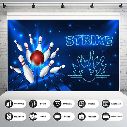 Bowling Backdrop Bowling Party Relaxation Entertainment Photography Background Let's Strike Up Some Fun Background Decorations Bowling Theme Cake Table Decor Banner Photo Studio Props 20x10ft