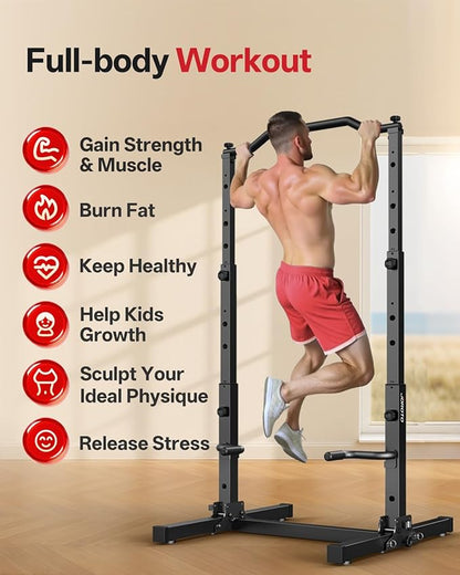 JOROTO Foldable Pull Up Dip Station, Pull Up Bar Free Standing for Home Gym, 450LBS Stable Power Tower, Adjustable Height Multifunction Pull Up Stand, Strength Training Equipment for Men Women