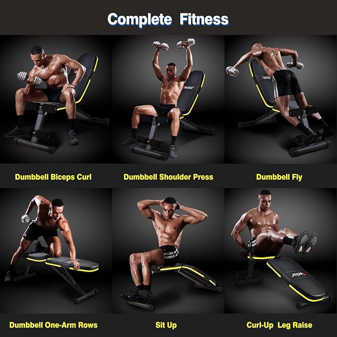 Adjustable Weight Bench, Foldable Workout Benches for Home Gym, 10 Backrest Position Exercise Bench for Strength Training, Upgraded Thickened Steel Support Max Capacity 700LBs