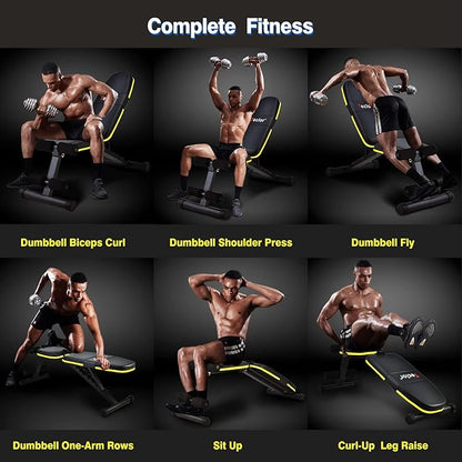 Adjustable Weight Bench, Foldable Workout Benches for Home Gym, 10 Backrest Position Exercise Bench for Strength Training, Upgraded Thickened Steel Support Max Capacity 700LBs