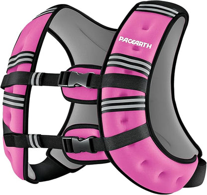 PACEARTH Weighted Vest,6lb/8lb/10lb/12lb/16lb/20lb/25lb/30lb Weight Vest with Reflective Stripe, Body Weight Vests for Women, Men, Weight Loss Workout, Strength Training, Running, Walking, Jogging