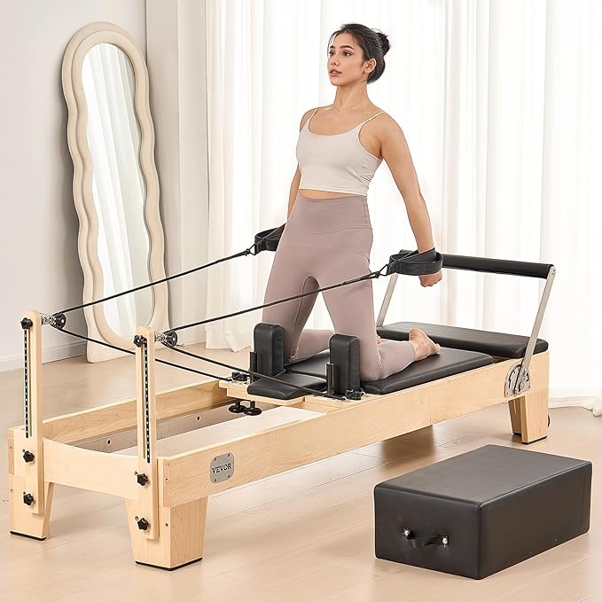 VEVOR Pilates Reformer Accessories for Home Gym, Include Reformer Box/Chair/Spine Corrector/Wall Mounted Machine/Jump Board/Foldable & Dual Resistance Springs