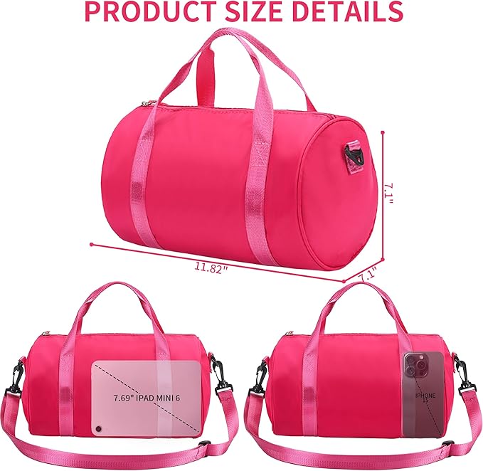 Mini Gym Bag for Women Small Duffle Bag Mini Gym Tote Bag Sport Bag for Yoga Swimming Dance (RoseRed)