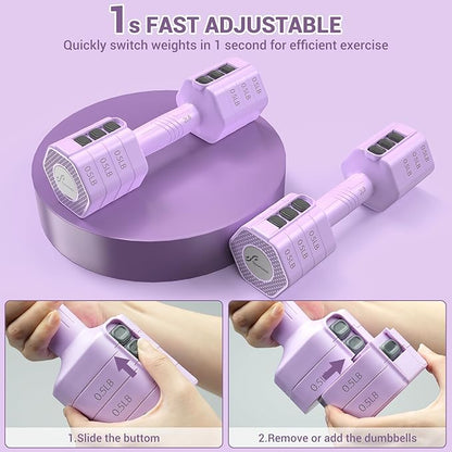 Sportneer Adjustable Dumbbells Hand Weights Set: 4 In 1 Weight Each 2lb 3lb 4lb 5lb Free Weights Dumbbells Set for Women Fast Adjust Dumbbell Set for Men Home Gym Workout Strength Training Exercise