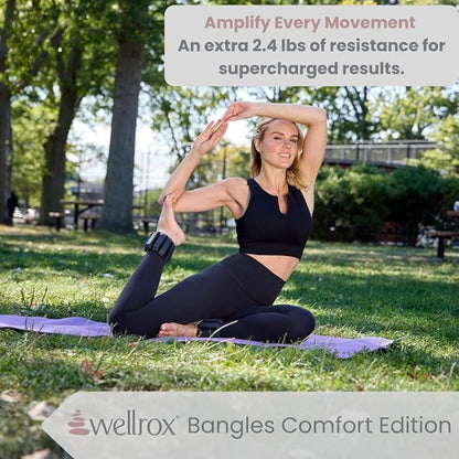 Wellrox Weighted Bangles – Adjustable Ankle and Wrist Weights for Women & Men – Set of Ankle Weights 2 lbs (1 lb Each Wrist Weight) | Weighted Arm Bands for Pilates, Yoga, Running & Walking