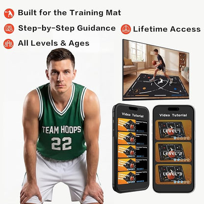 Portable Basketball Footwork Training Mat, Agility Footstep Training Mat, Basketball Pads for Training All Levels, Non-Slip Silent Equipment for All Ages to Improve Speed, Strength and Coordination