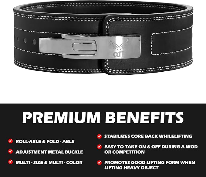 QTF'S Weight Lifting Lever Belt For Men and Women Made of Thick Leather Gym Training Belt Ideal for Weightlifting and Bodybuilding Squats and Deadlifts