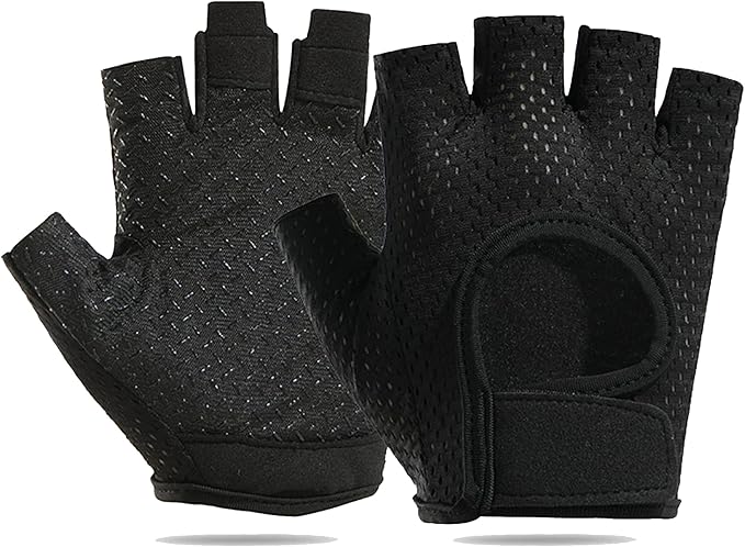 IZUS Anti-Slip Fingerless Workout Gloves for Women Gym/Exercise/Fitness/Training/Cycling with Excellent Grip/Cushion-Pads