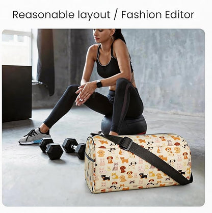 C&F BOGMOST Small Gym Bag for Women & Men,Small Lightweight Duffel Bag Carry On Bags Mini Duffel Travel Bag Waterproof Sports Bags for Workout/Sport/Trave,Cute Puppy