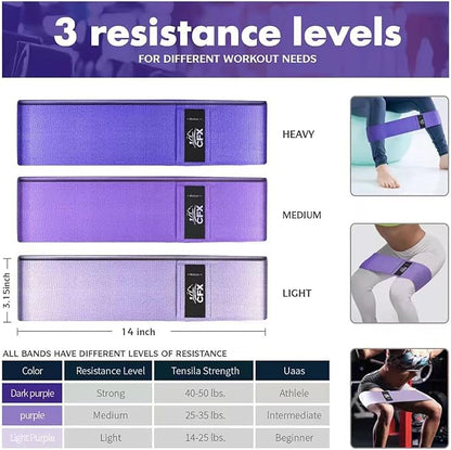 CFX Resistance Bands Set, Exercise Bands with Non-Slip Design for HIPS & Glutes, 3 Levels Workout Bands for Women and Men, Booty Bands for Home Fitness, Yoga, Pilates