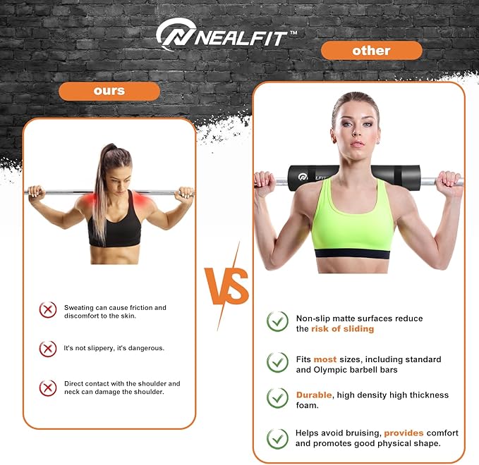 Barbell Pad Squat Pad for Squats—Squat Bar Pad—Great for Weightlifting,Lunges and Hip Thrusts—Foam Sponge Pad—Fit Standard and Olympic Bars Perfectly