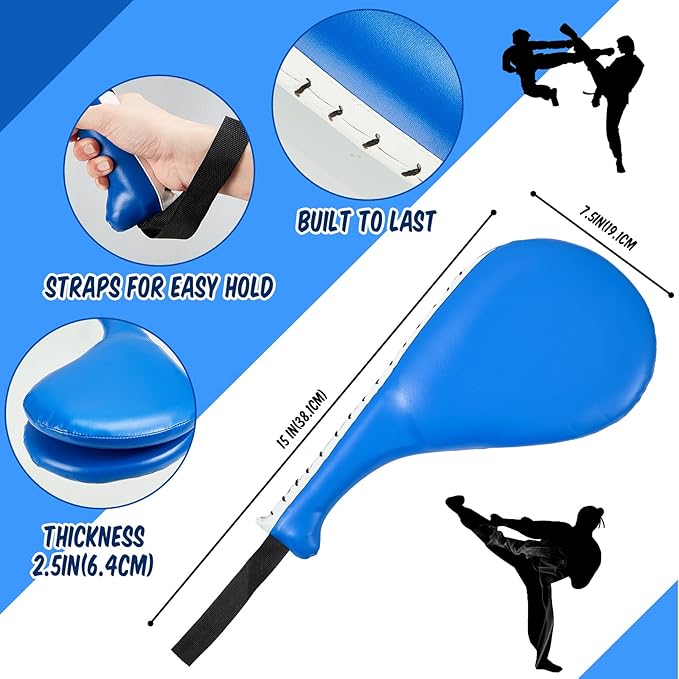 Poen 7 in 1 Taekwondo Kick Pad Boxing Training Equipment Punching Mitts Martial Arts Wrist Band Adjustable Soft Pads Set for Karate Muay Thai MMA Training