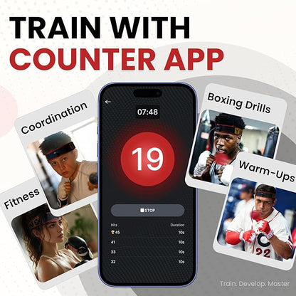 YMX BOXING® Ultimate Reflex Ball Set with Counter App - 4 React Reflex Ball Plus 2 Adjustable Headband, Great for Reflex, Timing, Accuracy, Focus & Coordination Training for Boxing, MMA and Krav Mega